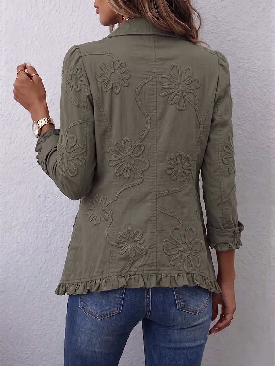 Giovanna™ | Giacca Utilitaria Ricamata in Stile Boho-Chic con Rouches