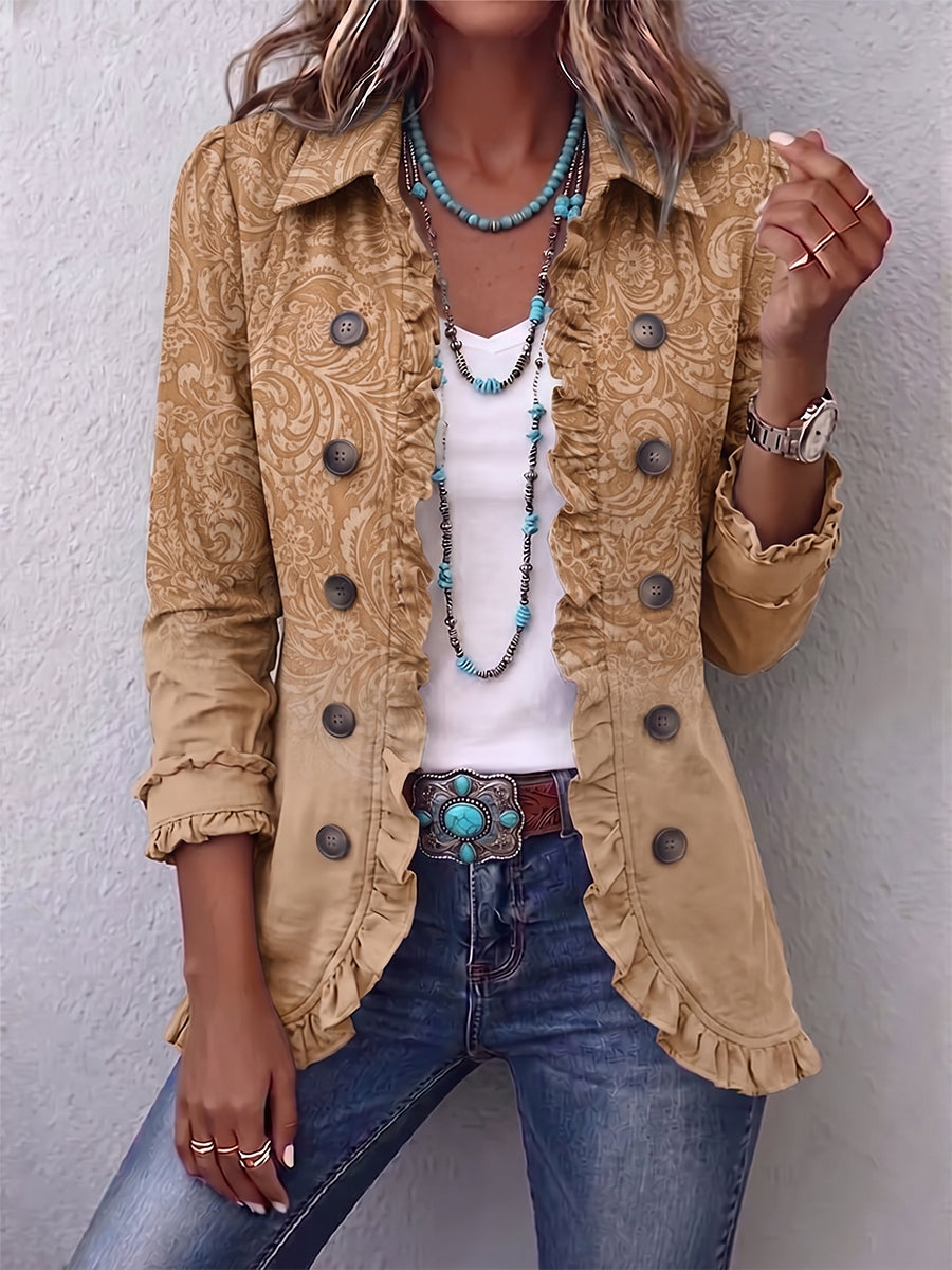 Graziella™ | Giacca con Rouches a Stampa Pattern Western