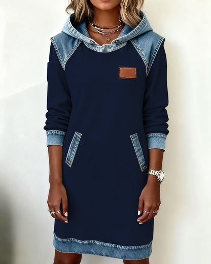 Giada | Abito Casual con Cappuccio e Dettagli in Denim