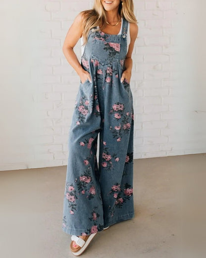 Élodie | Salopette in denim floreale