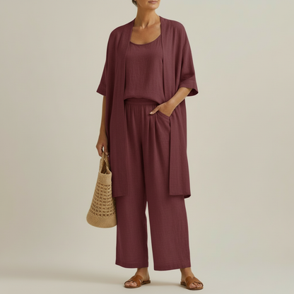 Barbara - Set Minimalista in Lino e Cotone, Composto da Tre Pezzi