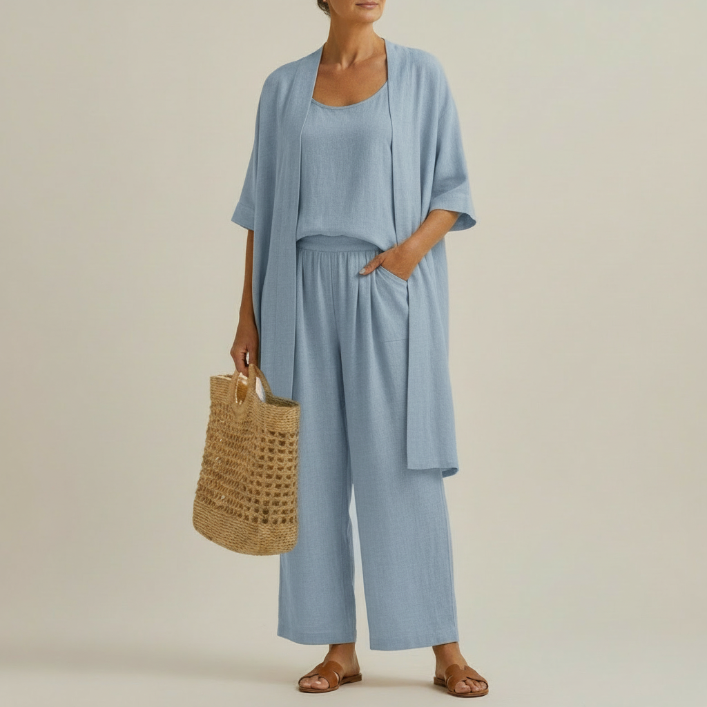 Barbara - Set Minimalista in Lino e Cotone, Composto da Tre Pezzi