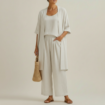 Barbara - Set Minimalista in Lino e Cotone, Composto da Tre Pezzi