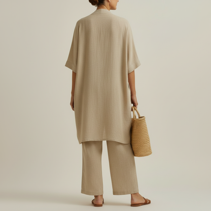 Barbara - Set Minimalista in Lino e Cotone, Composto da Tre Pezzi