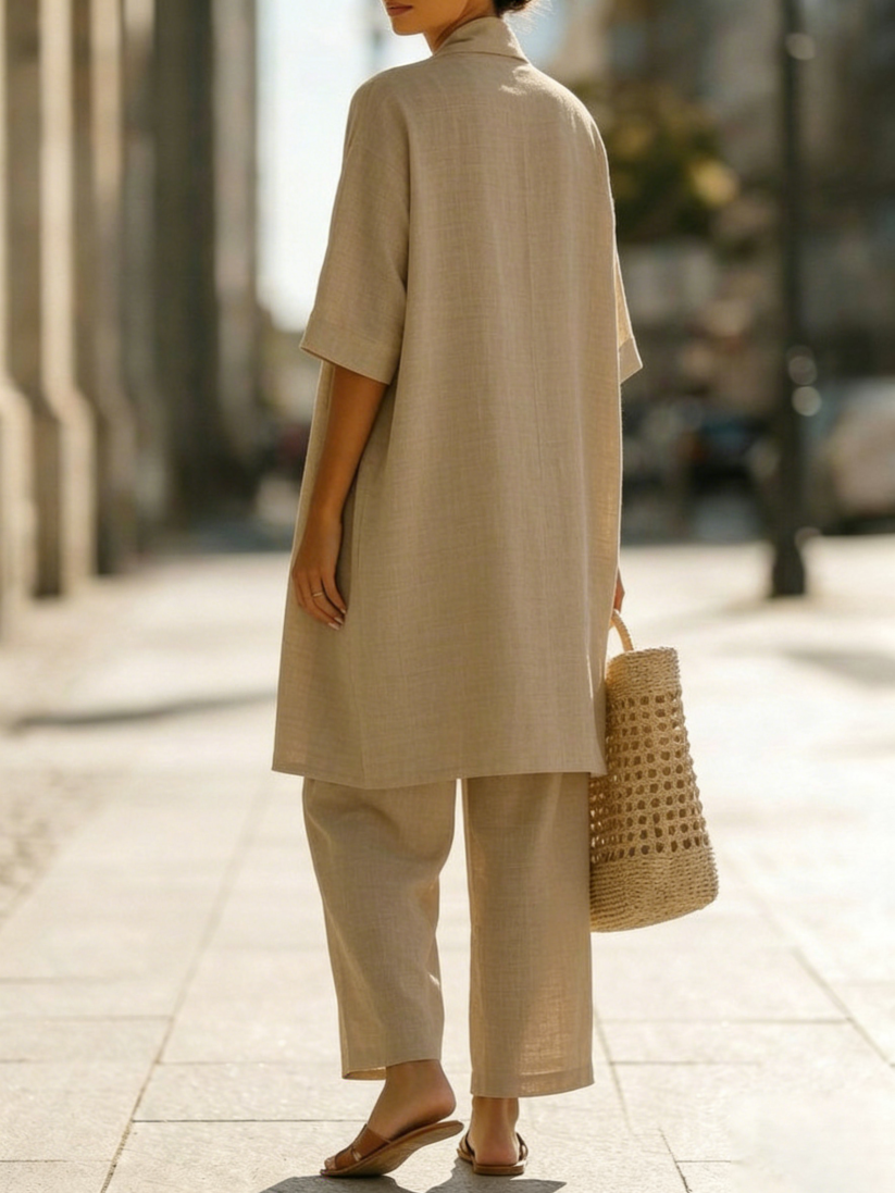 Barbara - Set Minimalista in Lino e Cotone, Composto da Tre Pezzi