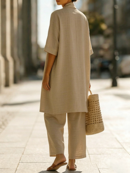 Barbara - Set Minimalista in Lino e Cotone, Composto da Tre Pezzi