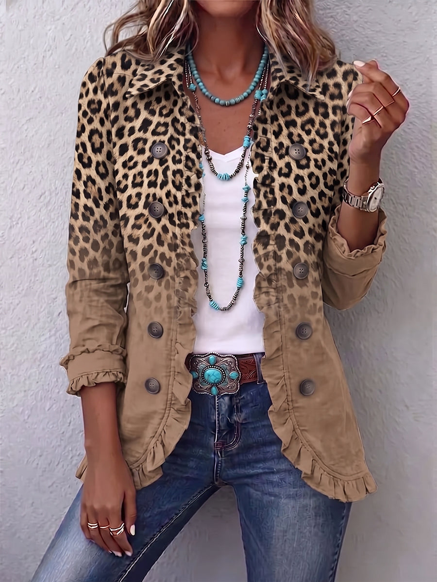 Vincenza™ | Giacca Vintage Leopardo Gradient Ruffle