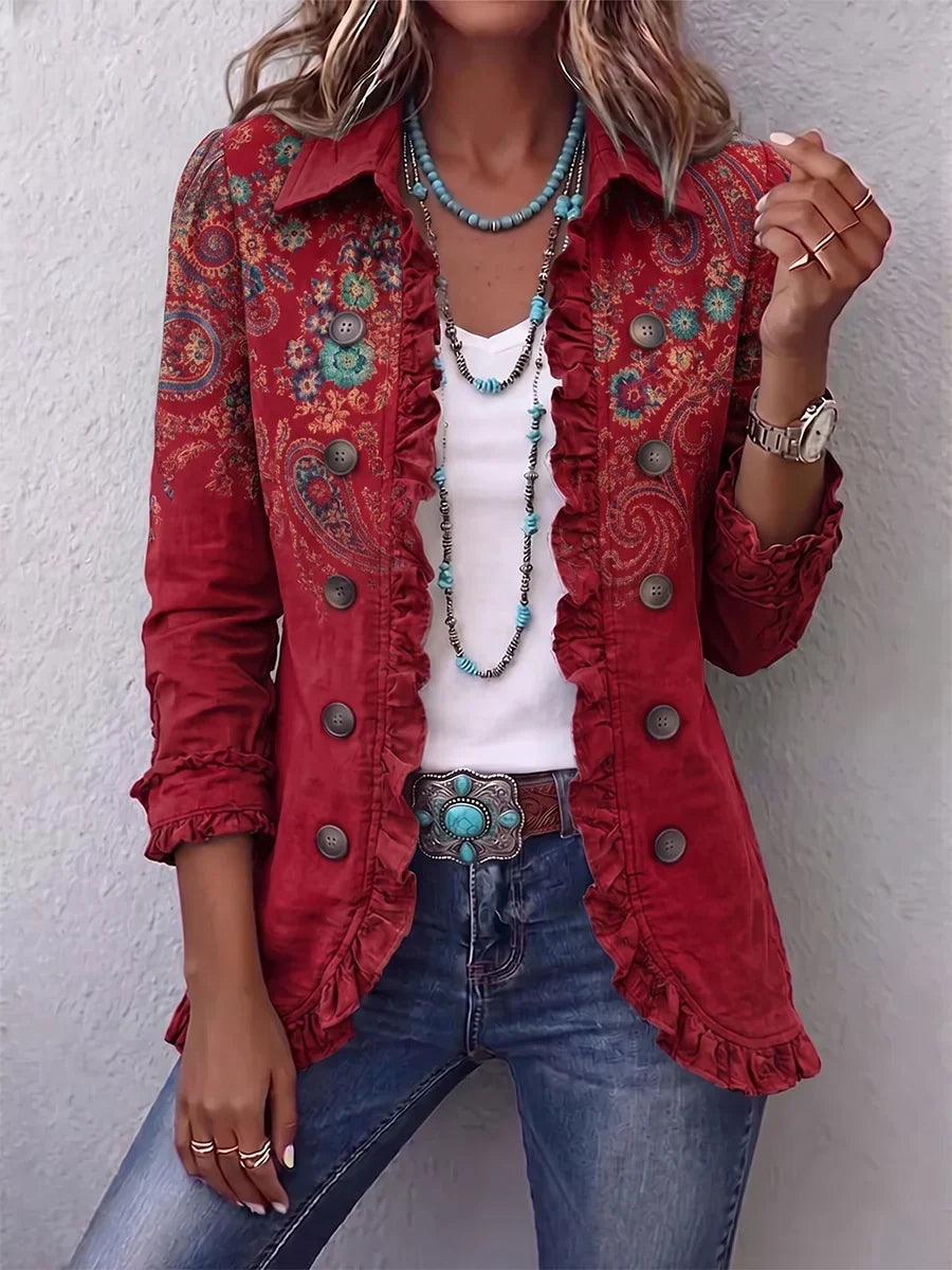 Carmela™ | Giacca Bohemien in Stile Paisley con Rouches