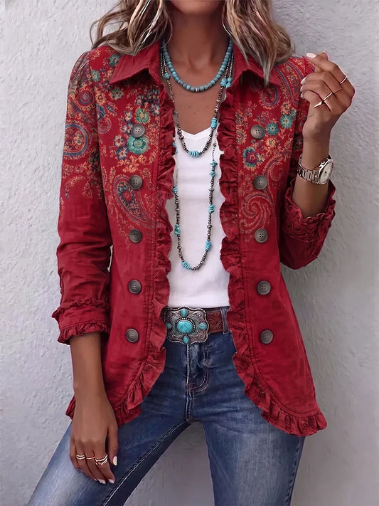 Carmela™ | Giacca Bohemien in Stile Paisley con Rouches