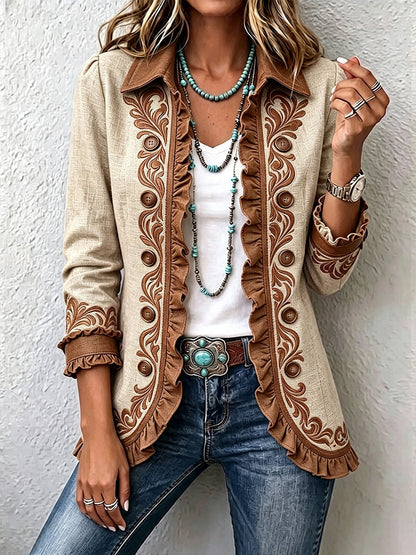 Rita™ | Giacca Vintage Bohemien con Rouches Floreali