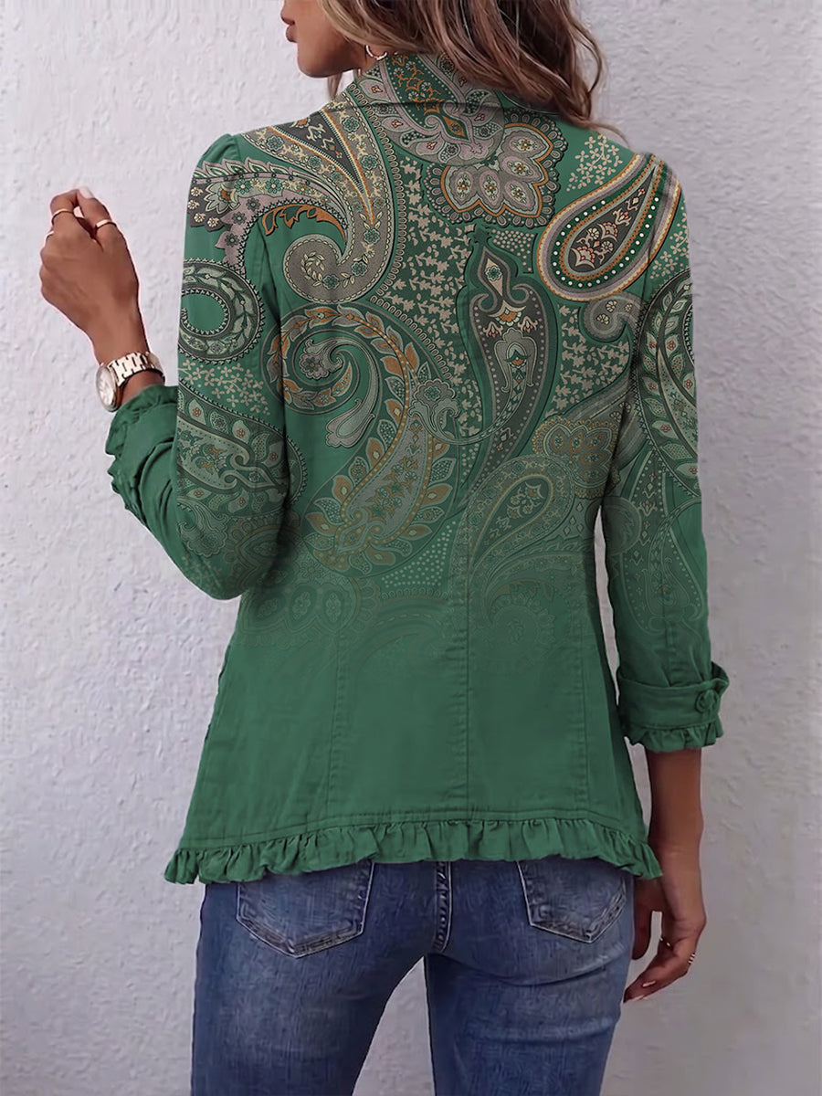 Angela™ | Giacca Ruffle con Stampa Paisley Bohemien