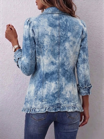 Giuseppina™ | Giacca Vintage Botanica a Stile Boho con Stampa Gradiente e Dettagli a Volant