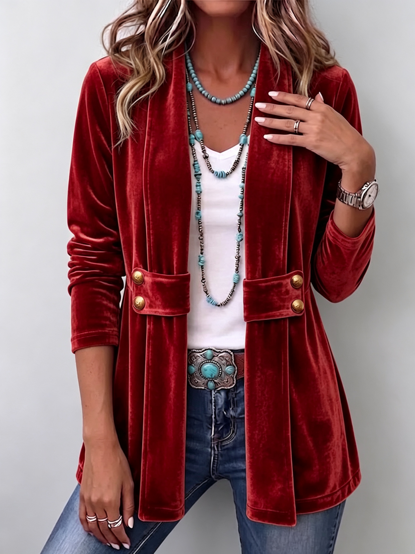 Concetta™ | Giacca Vintage con Bottoni sul Collo e Maniche Lunghe