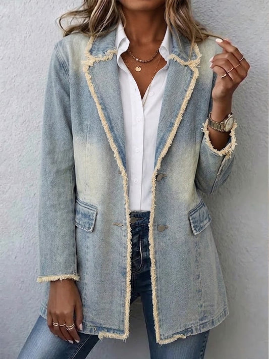 Anna™ | Blazer Oversize in Stile Vintage con Bordo Grezzo