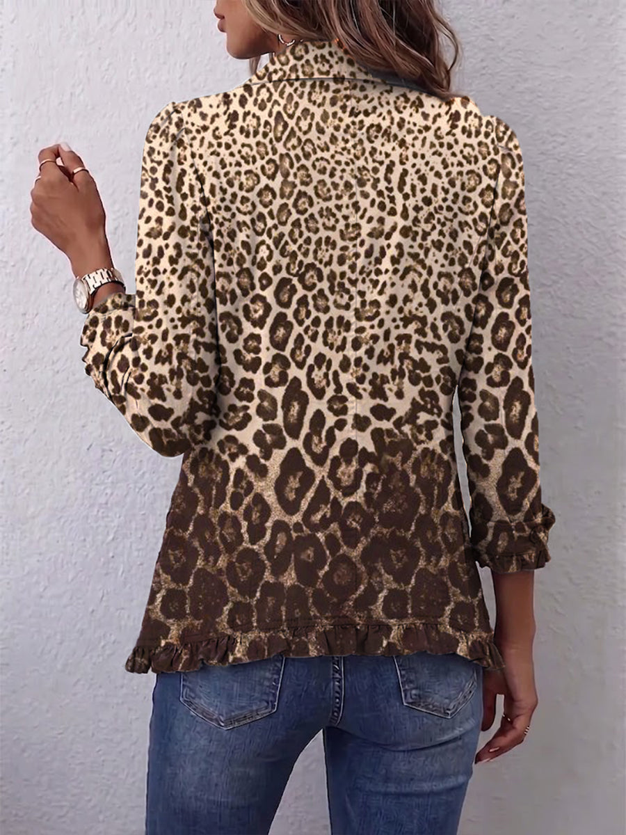 Paola™ | Giacca Ruffle con Stampa Leopardo