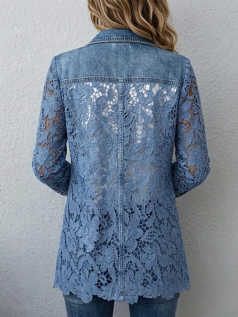 Mirella™ | Giacca Blazer con Pannelli in Pizzo Floreale