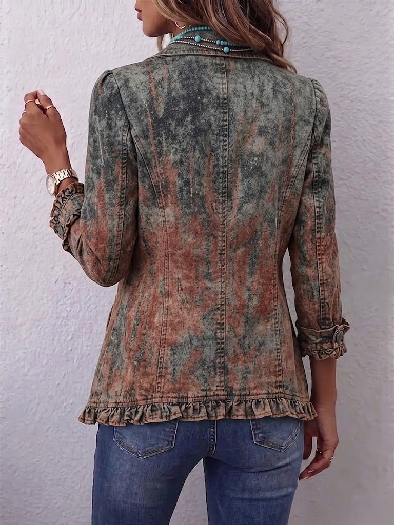 Carla™ | Giacca Ruffle con Stampa Testurizzata Vintage Gradiente