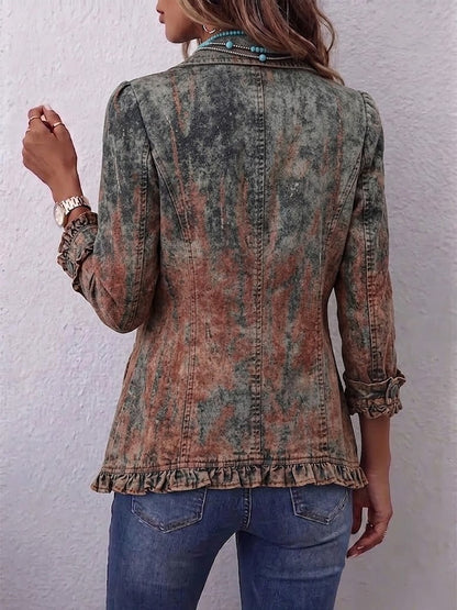 Carla™ | Giacca Ruffle con Stampa Testurizzata Vintage Gradiente