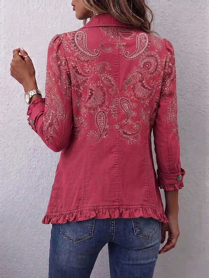 Franca™ | Giacca Ruffled con Stampa Paisley Vintage