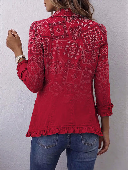 Lucia™ | Giacca Ruffled con Stampa Paisley Ombré Bohemien