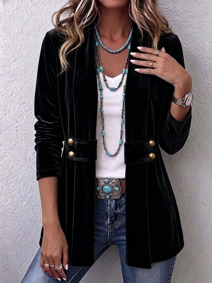 Concetta™ | Giacca Vintage con Bottoni sul Collo e Maniche Lunghe