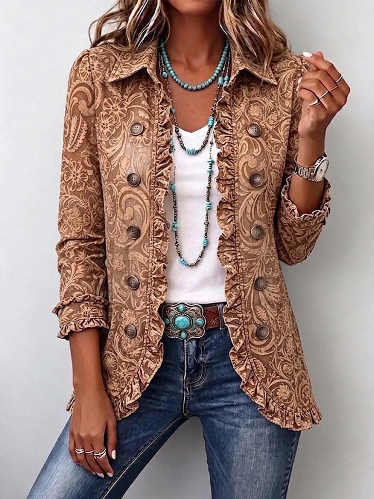 Antonietta™ | Giacca Ruffle con Stampa Floreale Bohemien Vintage